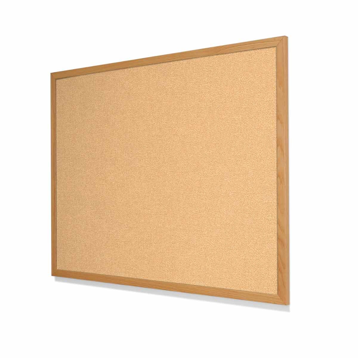 Type II Woven Vinyl Koroseal Linden Golds Hill Cork Board with Narrow Red Oak Frame